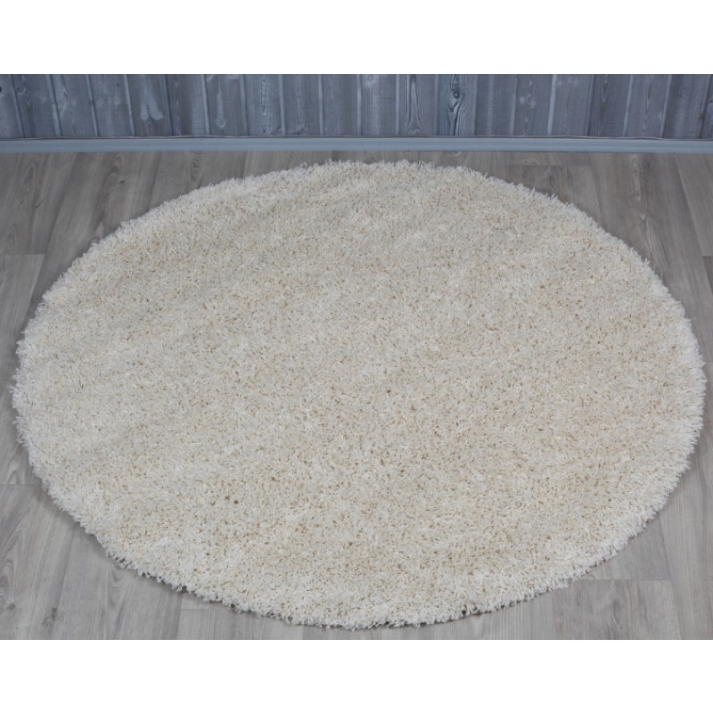 Pyöreä matto SUPER SHAGGY LUONNONVALKOINEN